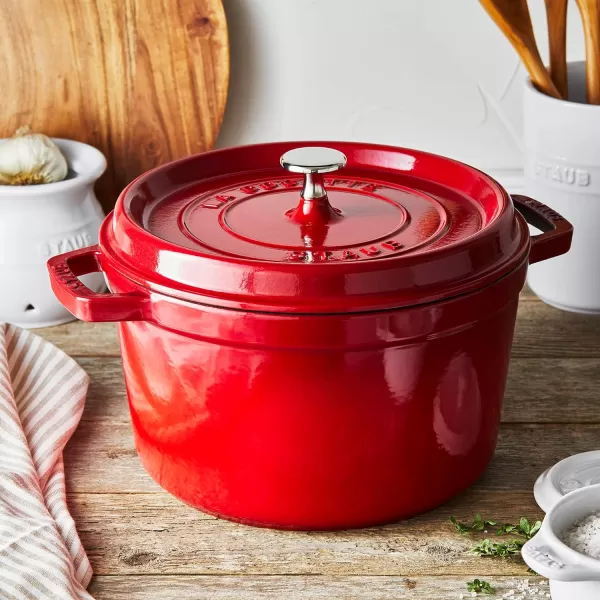 Staub Cast Iron Dutch Oven 5-qt Tall Cocotte, Made in France, Serves 5-6, Matte Black
