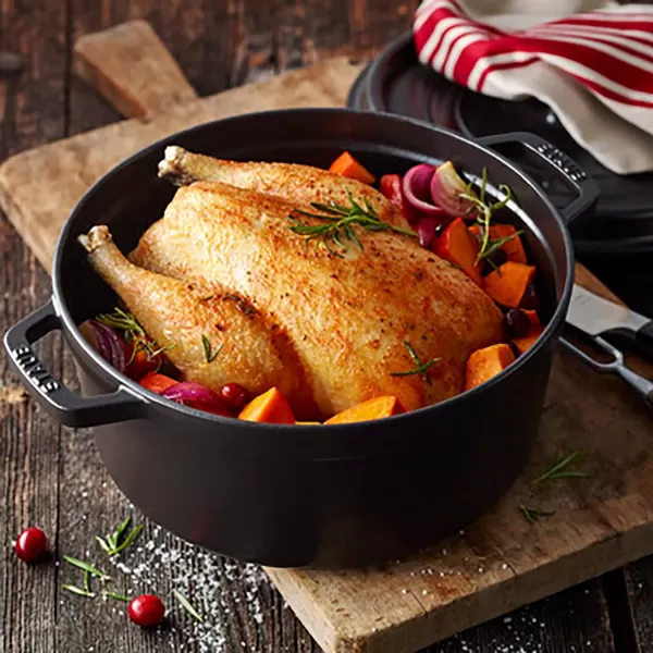 Staub Cast Iron Dutch Oven 5-qt Tall Cocotte, Made in France, Serves 5-6, Matte Black