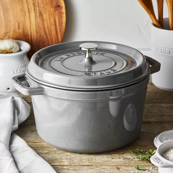 Staub Cast Iron Dutch Oven 5-qt Tall Cocotte, Made in France, Serves 5-6, Matte Black