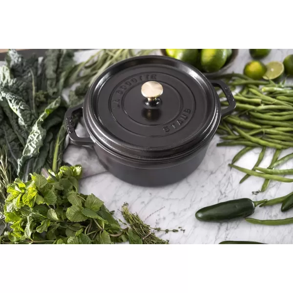 Staub Cast Iron Dutch Oven 5-qt Tall Cocotte, Made in France, Serves 5-6, Matte Black
