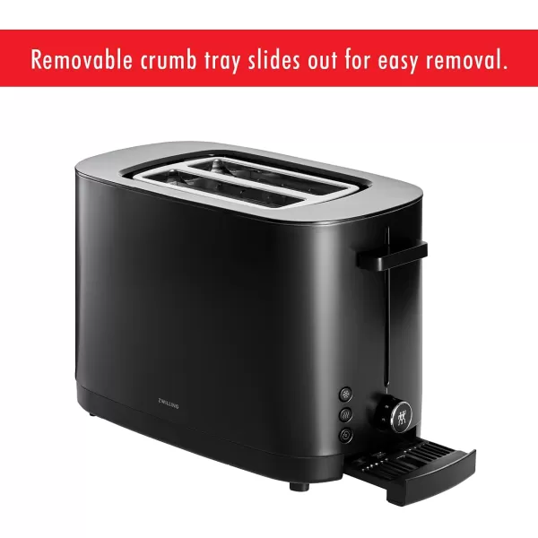 ZWILLING Enfinigy 2 Long Slot Toaster, 4 Slices with Extra Wide 1.5" Slots for Bagels, 7 Toast Settings, Even Toasting, Reheat, Cancel, Defrost, Black
