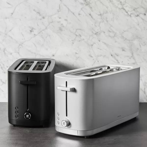 ZWILLING Enfinigy 2 Long Slot Toaster, 4 Slices with Extra Wide 1.5" Slots for Bagels, 7 Toast Settings, Even Toasting, Reheat, Cancel, Defrost, Black