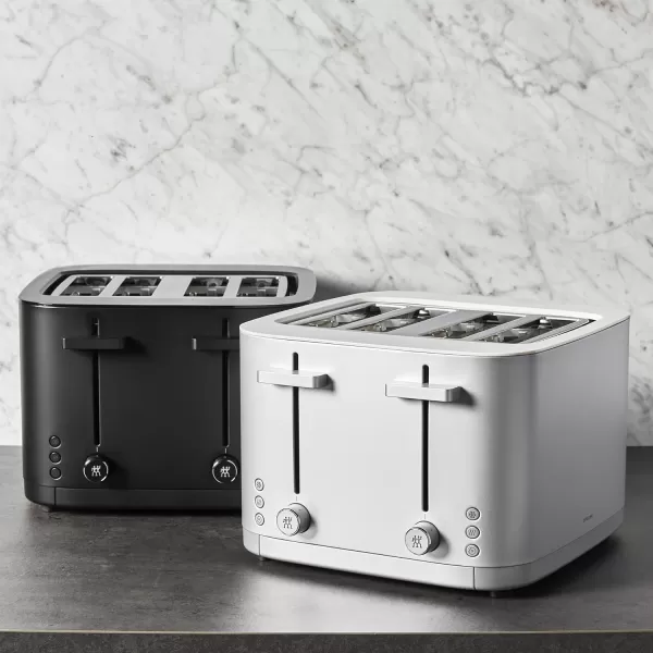 ZWILLING Enfinigy 2 Long Slot Toaster, 4 Slices with Extra Wide 1.5" Slots for Bagels, 7 Toast Settings, Even Toasting, Reheat, Cancel, Defrost, Black