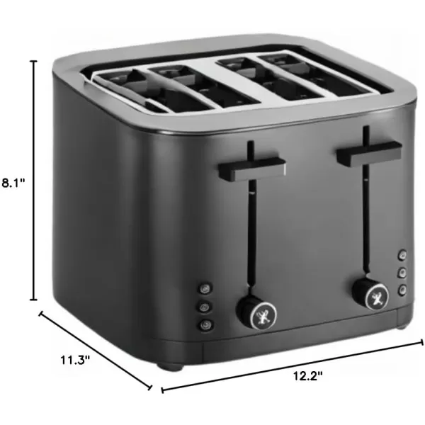 ZWILLING Enfinigy 2 Long Slot Toaster, 4 Slices with Extra Wide 1.5" Slots for Bagels, 7 Toast Settings, Even Toasting, Reheat, Cancel, Defrost, Black