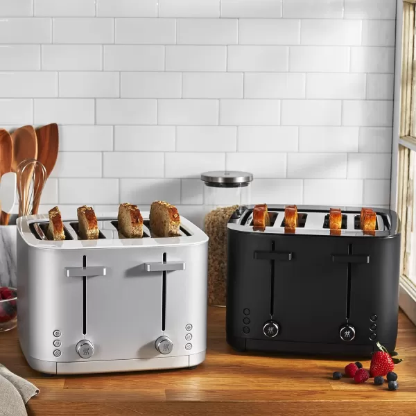 ZWILLING Enfinigy 2 Long Slot Toaster, 4 Slices with Extra Wide 1.5" Slots for Bagels, 7 Toast Settings, Even Toasting, Reheat, Cancel, Defrost, Black
