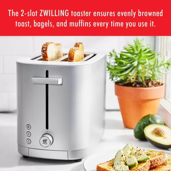ZWILLING Enfinigy 2 Long Slot Toaster, 4 Slices with Extra Wide 1.5" Slots for Bagels, 7 Toast Settings, Even Toasting, Reheat, Cancel, Defrost, Black