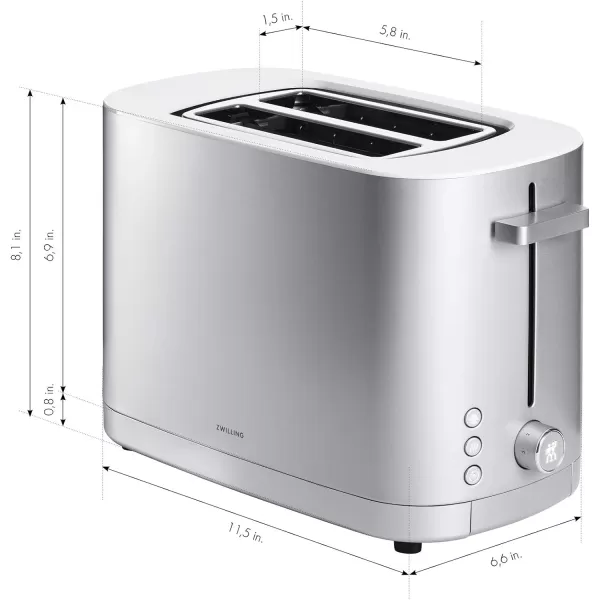 ZWILLING Enfinigy 2 Long Slot Toaster, 4 Slices with Extra Wide 1.5" Slots for Bagels, 7 Toast Settings, Even Toasting, Reheat, Cancel, Defrost, Black