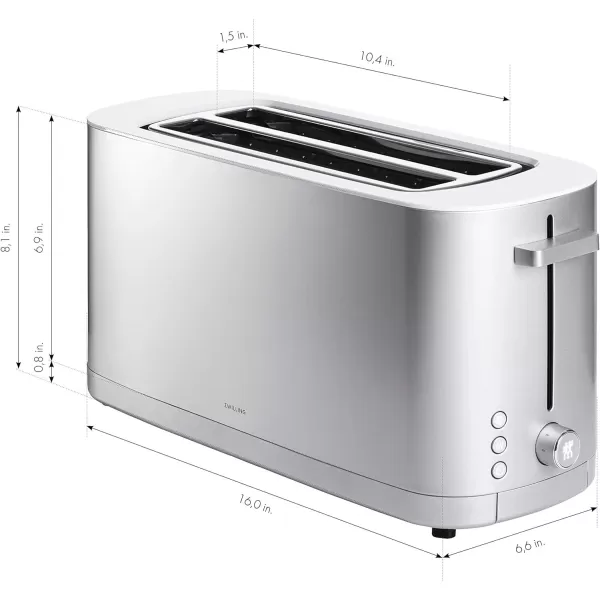 ZWILLING Enfinigy 2 Long Slot Toaster, 4 Slices with Extra Wide 1.5" Slots for Bagels, 7 Toast Settings, Even Toasting, Reheat, Cancel, Defrost, Black