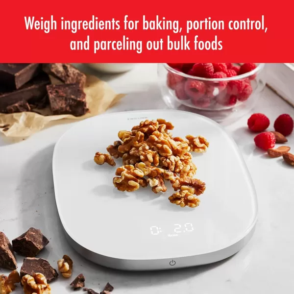 ZWILLING Enfinigy 2-in-1 Digital Kitchen Food Scale, Wireless Charging Station, Max weight 22lbs, Grams &amp; Ounces, .1-gram Accuracy, White
