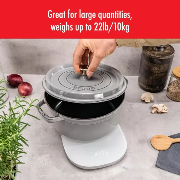 ZWILLING Enfinigy 2-in-1 Digital Kitchen Food Scale, Wireless Charging Station, Max weight 22lbs, Grams &amp; Ounces, .1-gram Accuracy, White