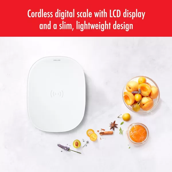 ZWILLING Enfinigy 2-in-1 Digital Kitchen Food Scale, Wireless Charging Station, Max weight 22lbs, Grams &amp; Ounces, .1-gram Accuracy, White