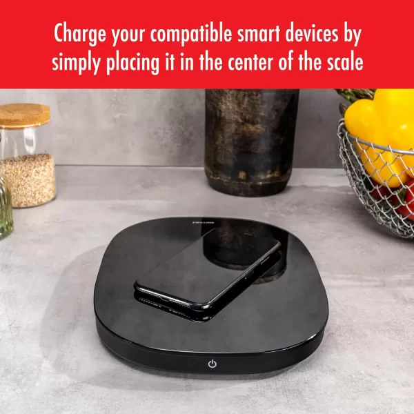 ZWILLING Enfinigy 2-in-1 Digital Kitchen Food Scale, Wireless Charging Station, Max weight 22lbs, Grams &amp; Ounces, .1-gram Accuracy, White