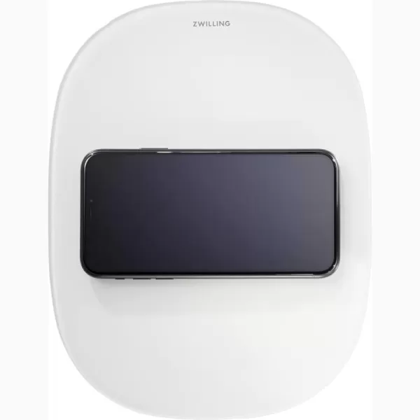 ZWILLING Enfinigy 2-in-1 Digital Kitchen Food Scale, Wireless Charging Station, Max weight 22lbs, Grams &amp; Ounces, .1-gram Accuracy, White