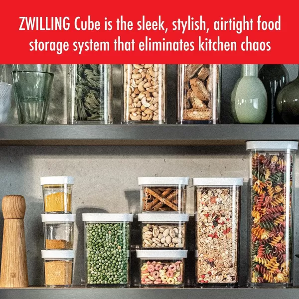 ZWILLING Fresh &amp; Save CUBE 4-in-1 Multifunctional Insert with Integrated Dual-Sided Measuring Spoon, Pour Spout, and Leveler, BPA-Free Plastic, Small, White