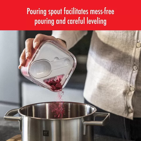 ZWILLING Fresh &amp; Save CUBE 4-in-1 Multifunctional Insert with Integrated Dual-Sided Measuring Spoon, Pour Spout, and Leveler, BPA-Free Plastic, Small, White