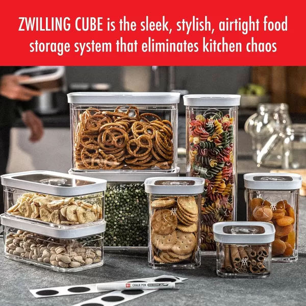 ZWILLING Fresh &amp; Save CUBE 4-in-1 Multifunctional Insert with Integrated Dual-Sided Measuring Spoon, Pour Spout, and Leveler, BPA-Free Plastic, Small, White
