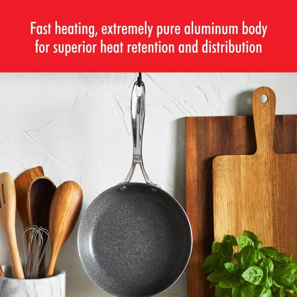 ZWILLING Vitale 12-inch Nonstick Frying Pan, Aluminum, Scratch Resistant, Made in Italy,Gray