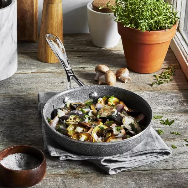 ZWILLING Vitale 12-inch Nonstick Frying Pan, Aluminum, Scratch Resistant, Made in Italy,Gray