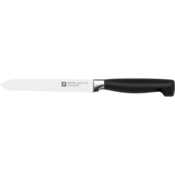 ZWILLING Four Star 5-inch Serrated Utility Knife, Black