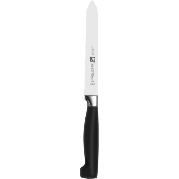 ZWILLING Four Star 5-inch Serrated Utility Knife, Black
