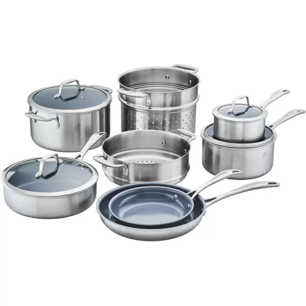 ZWILLING Spirit 3-ply 10-pc Stainless Steel Ceramic Nonstick Pots and Pans Set, Dutch Oven, Fry Pan