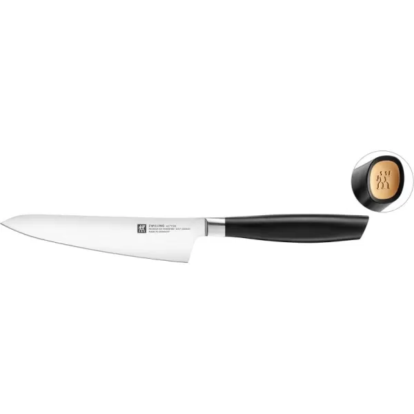 Zwilling All Star 5.5-inch Razor-Sharp Compact Chef Knife, German Knife, Made in Company-Owned German Factory with Special Formula Steel perfected for almost 300 Years, Gold Matte End Cap