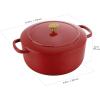 imageBallarini Bellamonte Cast Iron Dutch Oven with Lid 425qt Serves 44 Crema WhitePomodoro Red