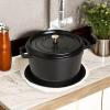 imageSTAUB Cast Iron Dutch Oven 4qt Round Cocotte Made in France Serves 34 CherryBlack