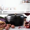 imageSTAUB Cast Iron Dutch Oven 4qt Round Cocotte Made in France Serves 34 CherryBlack