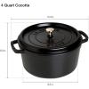 imageSTAUB Cast Iron Dutch Oven 4qt Round Cocotte Made in France Serves 34 CherryBlack