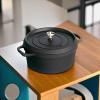 imageSTAUB Cast Iron Dutch Oven 4qt Round Cocotte Made in France Serves 34 CherryBlack Matte