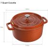 imageSTAUB Cast Iron Dutch Oven 4qt Round Cocotte Made in France Serves 34 CherryBurnt Orange