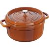 imageSTAUB Cast Iron Dutch Oven 4qt Round Cocotte Made in France Serves 34 CherryBurnt Orange