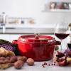 imageSTAUB Cast Iron Dutch Oven 4qt Round Cocotte Made in France Serves 34 CherryCherry