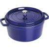 imageSTAUB Cast Iron Dutch Oven 4qt Round Cocotte Made in France Serves 34 CherryDark Blue
