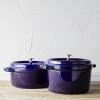 imageSTAUB Cast Iron Dutch Oven 4qt Round Cocotte Made in France Serves 34 CherryDark Blue