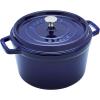 imageSTAUB Cast Iron Dutch Oven 4qt Round Cocotte Made in France Serves 34 CherryDark Blue
