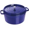 imageSTAUB Cast Iron Dutch Oven 4qt Round Cocotte Made in France Serves 34 CherryDark Blue