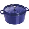 imageSTAUB Cast Iron Dutch Oven 4qt Round Cocotte Made in France Serves 34 CherryDark Blue