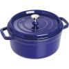 imageSTAUB Cast Iron Dutch Oven 4qt Round Cocotte Made in France Serves 34 CherryDark Blue