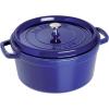 imageSTAUB Cast Iron Dutch Oven 4qt Round Cocotte Made in France Serves 34 CherryDark Blue
