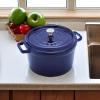 imageSTAUB Cast Iron Dutch Oven 4qt Round Cocotte Made in France Serves 34 CherryDark Blue