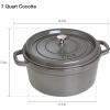 imageSTAUB Cast Iron Dutch Oven 4qt Round Cocotte Made in France Serves 34 CherryGraphite Gray