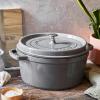 imageSTAUB Cast Iron Dutch Oven 4qt Round Cocotte Made in France Serves 34 CherryGraphite Gray