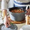 imageSTAUB Cast Iron Dutch Oven 4qt Round Cocotte Made in France Serves 34 CherryGraphite Grey
