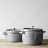 imageSTAUB Cast Iron Dutch Oven 4qt Round Cocotte Made in France Serves 34 CherryGraphite Grey