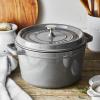 imageSTAUB Cast Iron Dutch Oven 4qt Round Cocotte Made in France Serves 34 CherryGraphite Grey