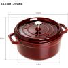imageSTAUB Cast Iron Dutch Oven 4qt Round Cocotte Made in France Serves 34 CherryGrenadine