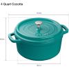 imageSTAUB Cast Iron Dutch Oven 4qt Round Cocotte Made in France Serves 34 CherryTurquoise