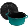 imageSTAUB Cast Iron Dutch Oven 4qt Round Cocotte Made in France Serves 34 CherryTurquoise